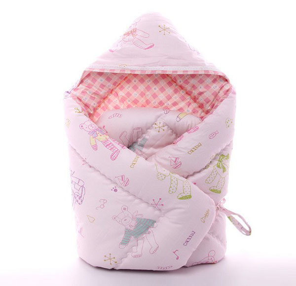 堡嬰寶粉紅格子嬰兒抱被