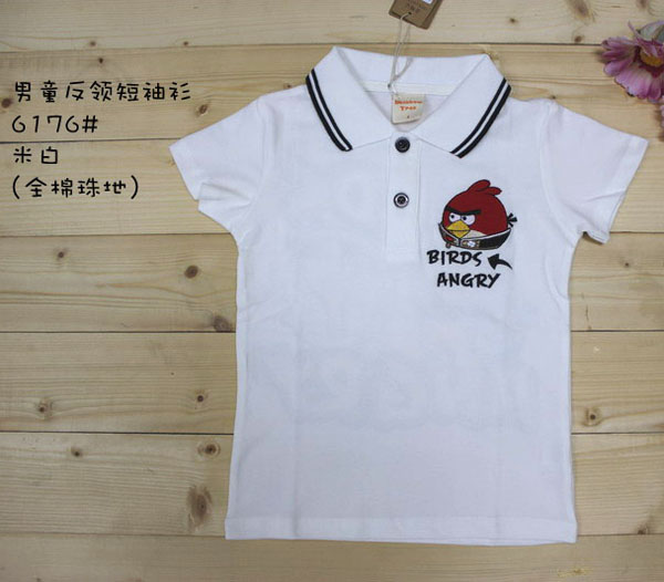 彩虹樹男童反領米白短袖衫