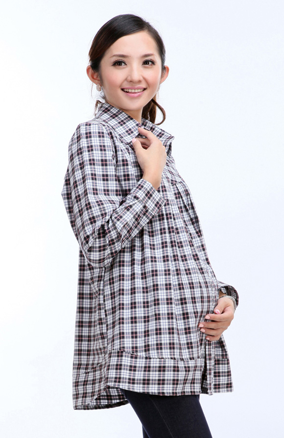 康福祿純棉孕婦襯衣格子