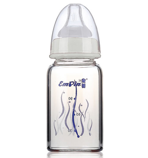 皇嬰寬口晶鉆玻璃小奶瓶120ml白色