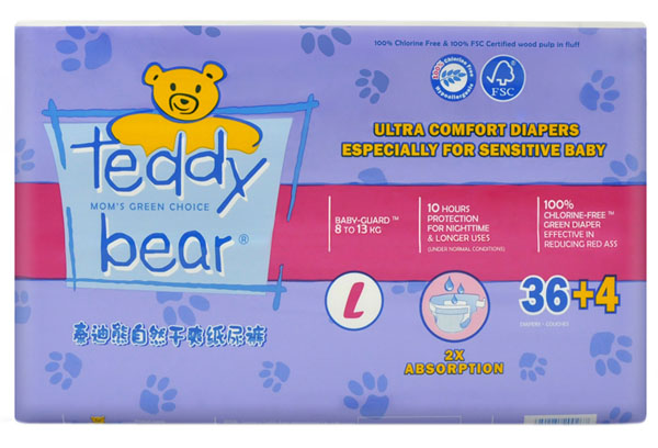 泰迪熊自然干爽升級(jí)版嬰兒紙尿褲小包裝L碼