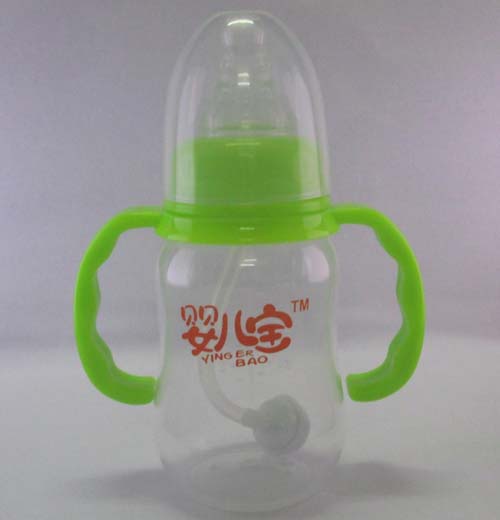 嬰兒寶150ML標(biāo)口徑弧形自動(dòng)手柄奶瓶綠色