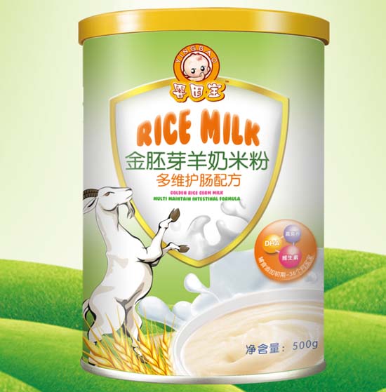嬰因?qū)毝嗑S護腸金胚芽羊奶米粉