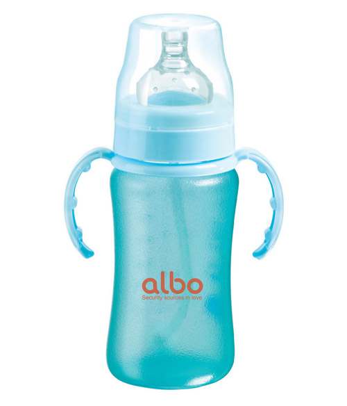 愛(ài)樂(lè)寶新型感溫硅膠玻璃奶瓶220m藍(lán)色