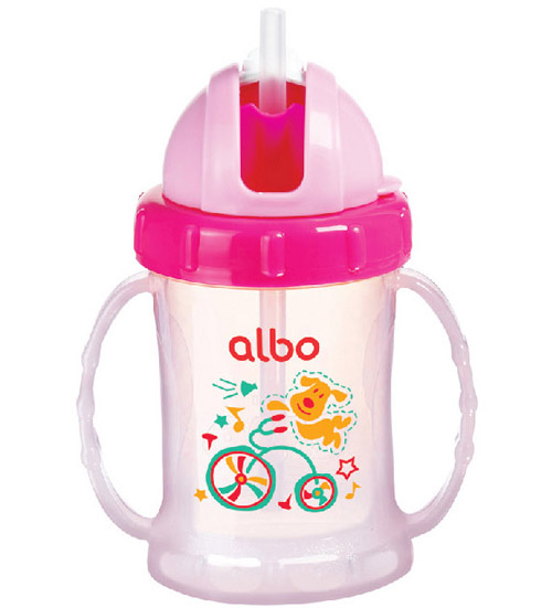愛(ài)樂(lè)寶雙耳吸管杯杯200ml粉色