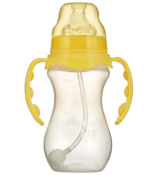 嬰之美寬口雙耳自動(dòng)葫蘆PP奶瓶270ML黃色