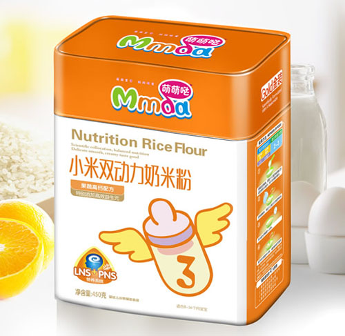 萌萌噠450克方鐵聽(tīng)果蔬高鈣小米奶米粉