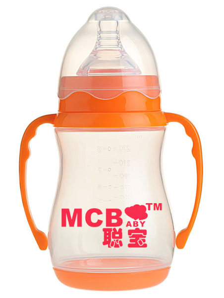 聰寶雙柄弧形環(huán)保硅膠奶瓶