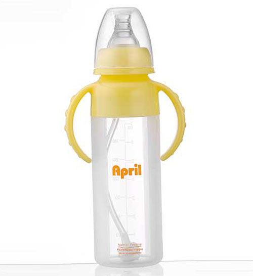 愛(ài)普麗標(biāo)口液態(tài)硅膠奶瓶240ml黃色