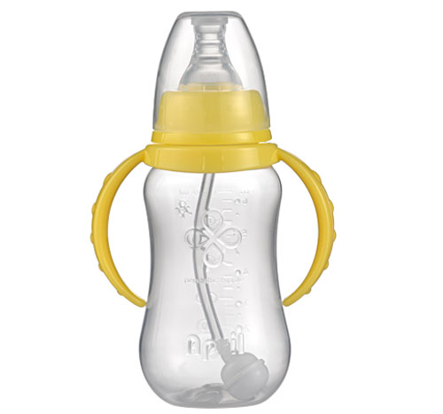 愛普麗標口弧形PP奶瓶120ml黃色