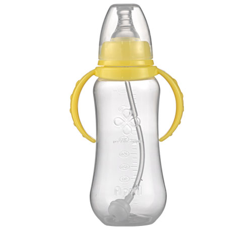 愛(ài)普麗標(biāo)口弧形PP奶瓶280ml黃色