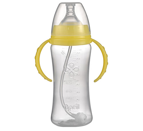 愛普麗寬口弧形PP奶瓶280ml黃色