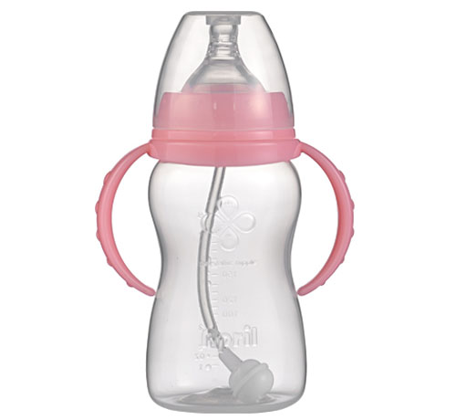 愛普麗寬口弧形PP奶瓶240ml粉色