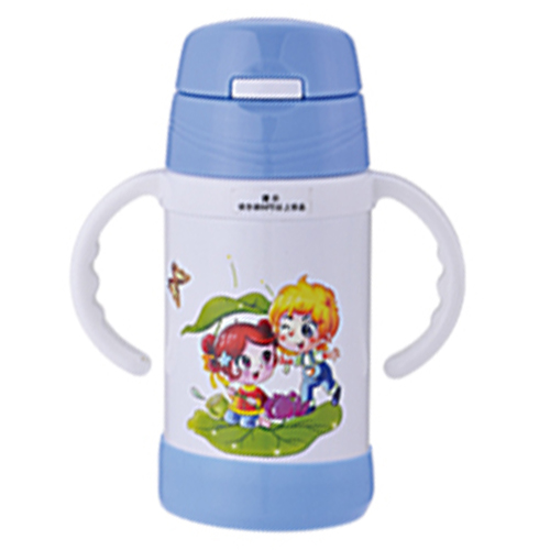 天使貝貝帶手柄兒童水杯白色