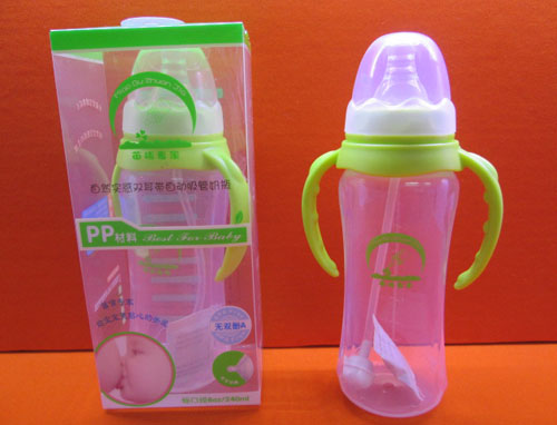 苗哺專家8安標(biāo)口雙耳帶自動(dòng)吸管pp奶瓶