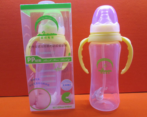 苗哺專家8安標口雙耳帶自動吸管奶瓶