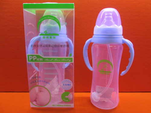 苗哺專家8安標(biāo)口雙耳自動(dòng)吸管pp奶瓶