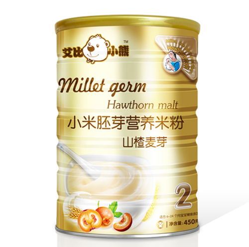 艾比小熊山楂麥芽小米胚芽米粉2段聽裝