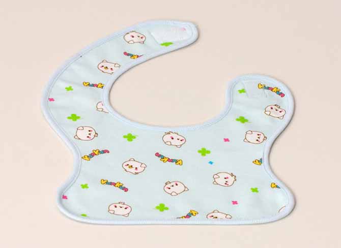 KUNKUN棉布印花嬰兒口水巾淺藍色