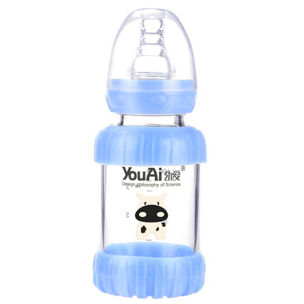 幼愛(ài)防摔感溫晶鉆玻璃標(biāo)口奶瓶120ml