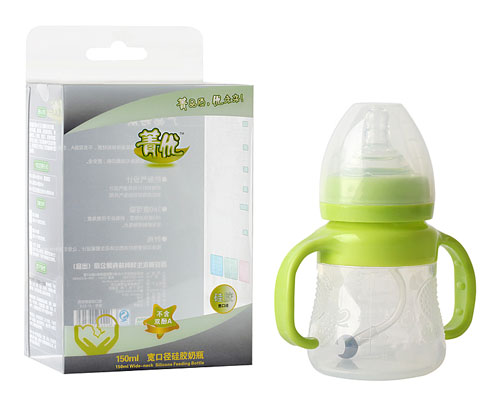菁優(yōu)寬口徑硅膠奶瓶150ml綠色
