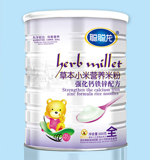 聰聰龍強(qiáng)化鈣鐵鋅配方草本小米米粉全段聽裝