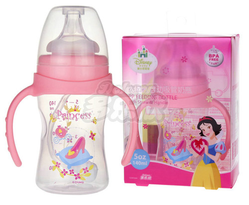 迪士尼寶寶寬口徑手柄自動(dòng)吸管奶瓶(小號)140ml