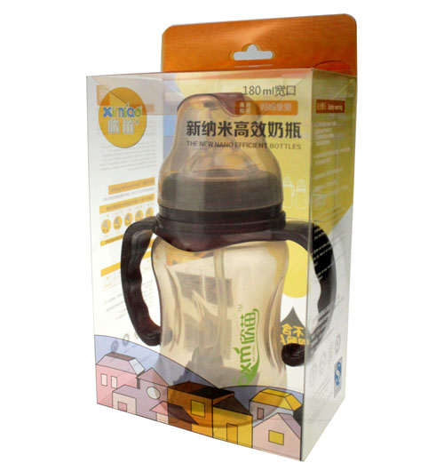 欣苗寬口高效抑菌新納米奶瓶茶色