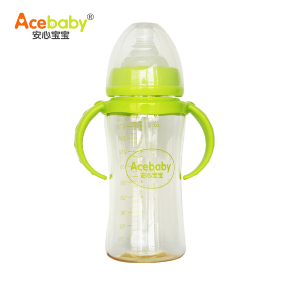 安心寶寶300ml寬口雙耳自動(dòng)PPSU奶瓶綠色