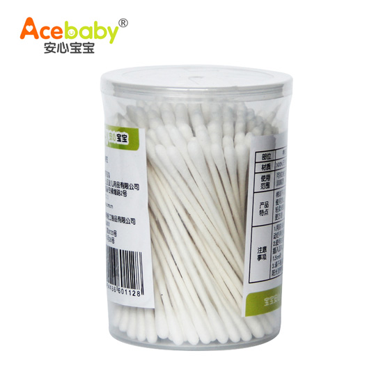 安心寶寶扭花細紙棒棉簽150支裝背面