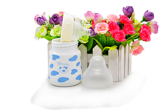 貝斯比幻彩瓷異形寬口自動奶瓶藍色