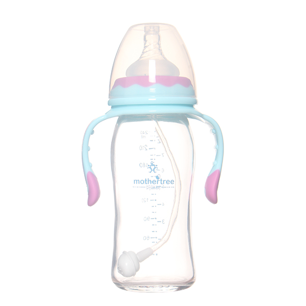 媽咪樹(shù)寬口橢圓金剛玻璃奶瓶240ml