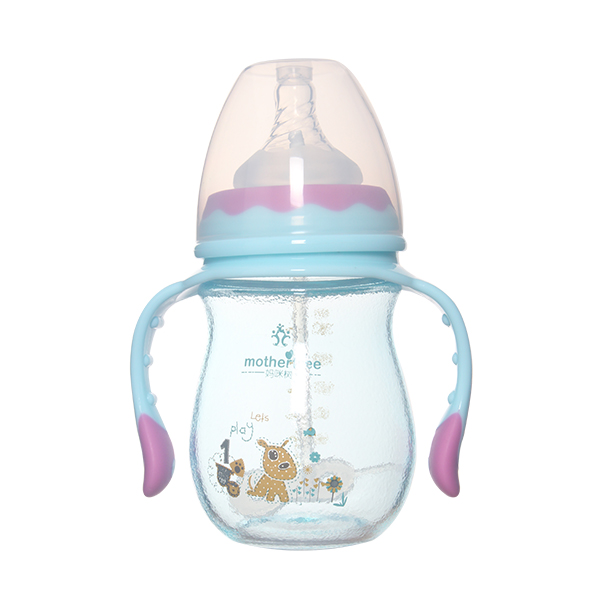 媽咪樹噴硅膠寬口高硼硅玻璃奶瓶180ml