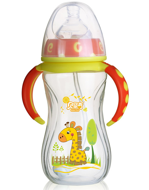 貝嬰奇300ml寬口蓮花雙色奶瓶橙色