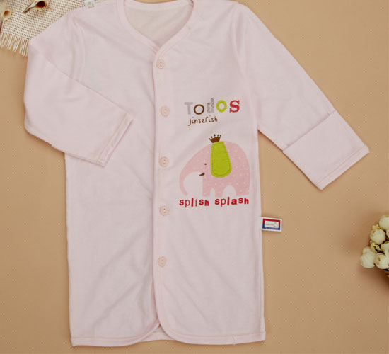 金色小魚純棉素色單面大象束口護手睡袍