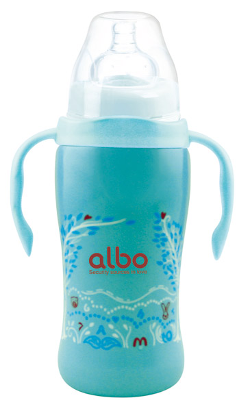 愛樂寶260ml不銹鋼真空保溫奶瓶藍色