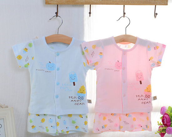 安米小熊純色單面圓開(kāi)短袖套裝A1919n