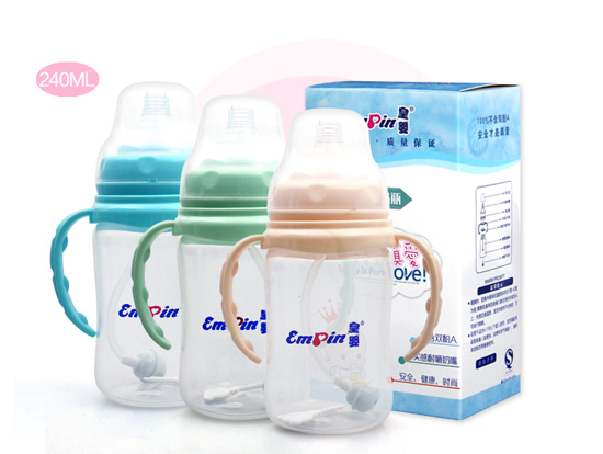 皇嬰環(huán)保紙盒裝寬口PP自動(dòng)奶瓶240ML