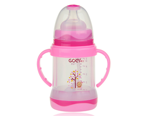 果兒150ML防暴防摔玻璃奶瓶粉色