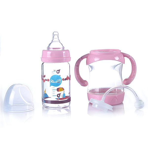 樂(lè)起雙層防爆晶鉆玻奶瓶粉色150ML