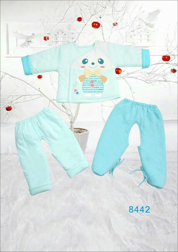 快樂(lè)小天天保暖棉衣套裝 淺藍(lán)色 可愛小女孩