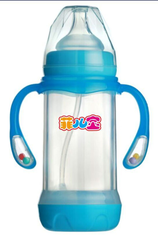 菲兒寶210ML鉆石雙層防爆響鈴玻璃瓶藍(lán)色