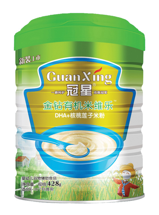 冠星DHA+核桃蓮子金鉆有機(jī)米維樂(lè)428克聽(tīng)裝