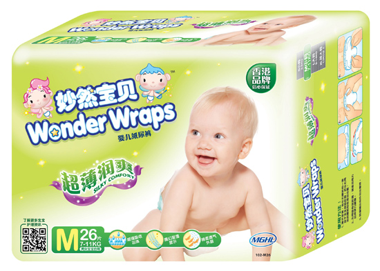 妙然寶貝超薄潤(rùn)爽嬰兒紙尿褲M(mǎn)碼26片
