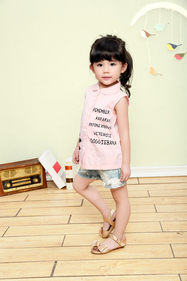 小狗巴納女寶寶夏季襯衫套裝