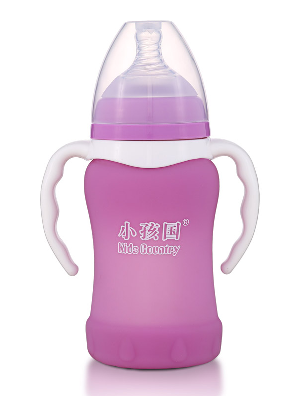 小孩國(guó)寬口感溫自動(dòng)玻璃奶瓶220ML 紫色