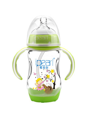 愛貝爾PP寬孔口徑雙色手柄刻度感溫奶瓶240ML