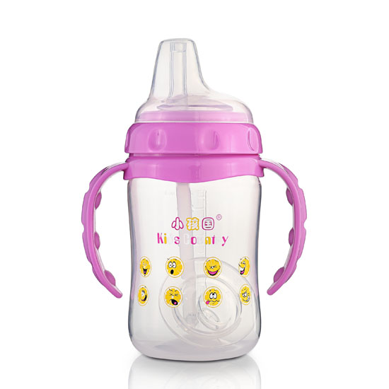 小孩國貼心兩用學(xué)飲奶瓶240ML紫色
