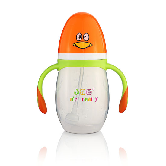 小孩國寬口自動(dòng)企鵝PP奶瓶210ML 黃色