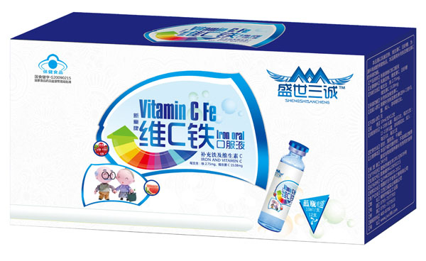 盛世三誠新豪牌成人維C鐵口服液12支藍(lán)瓶裝